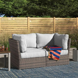 Modern Patio Wicker Loveseat With Cushions - Furniture Home Direct