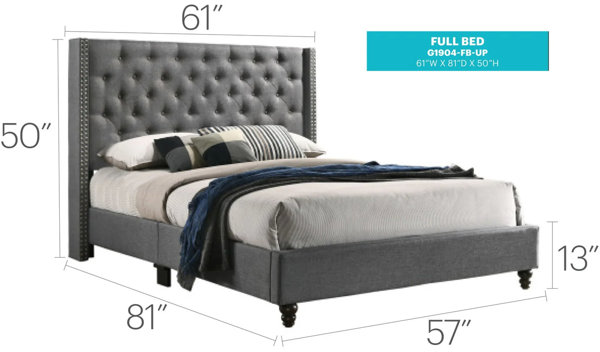 Nailhead Bed Transitional Vibrant - Furniture Home Direct