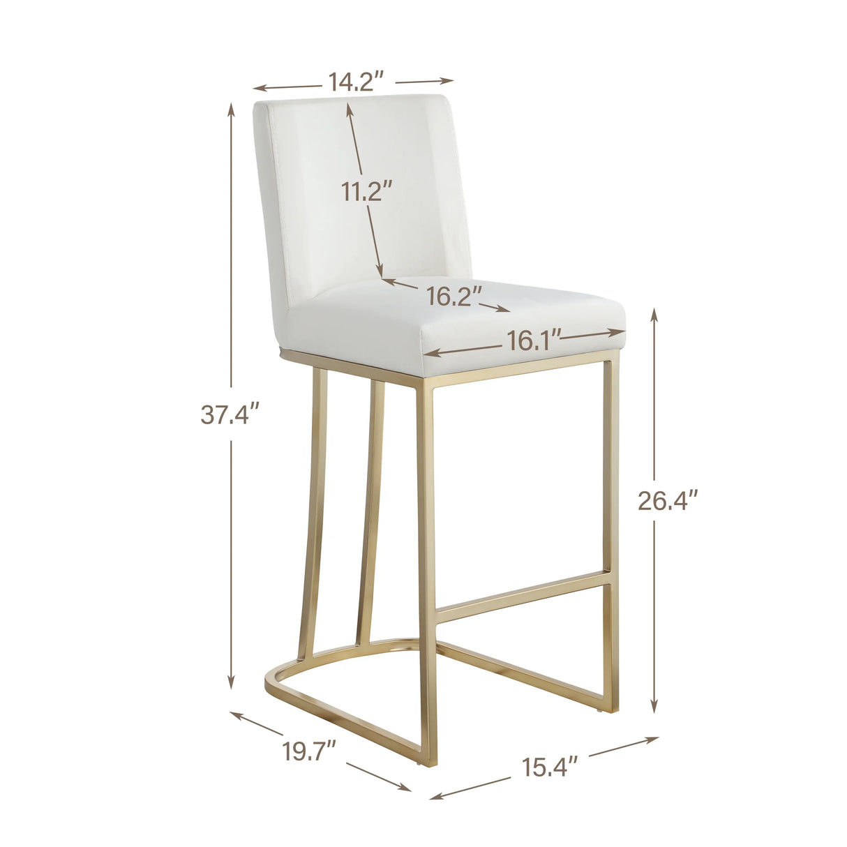 Counter Height Stool With Back Velvet Gold Frame Gray - Furniture Home Direct