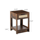 15.75" Rattan End Table With Drawer, Modern Nightstand, Side Table For Living Room, Bedroom - Furniture Home Direct
