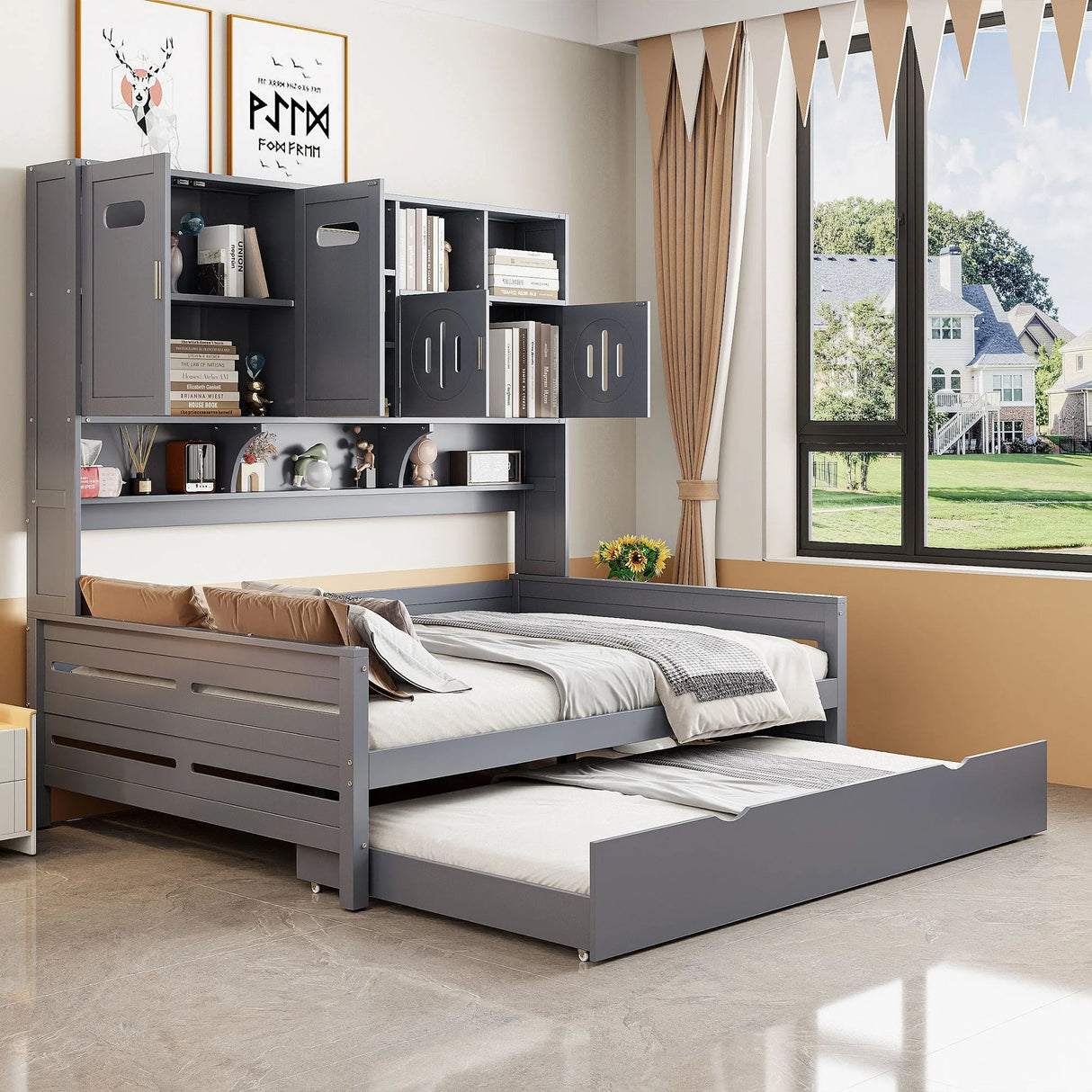 Daybed With All-In-One Cabinet And Shelf - Furniture Home Direct