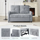 Sleeper Sofa With Adjustable Backrest, Two Cup Holders, Phone Holder, Three Charging Ports And Side Storage Pockets - Gray - Furniture Home Direct