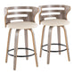 Cosini - Mid Century Modern Fixed Height Barstool With Swivel And Round Footrest (Set of 2) - Furniture Home Direct