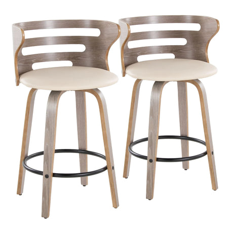 Cosini - Mid Century Modern Fixed Height Barstool With Swivel And Round Footrest (Set of 2) - Furniture Home Direct