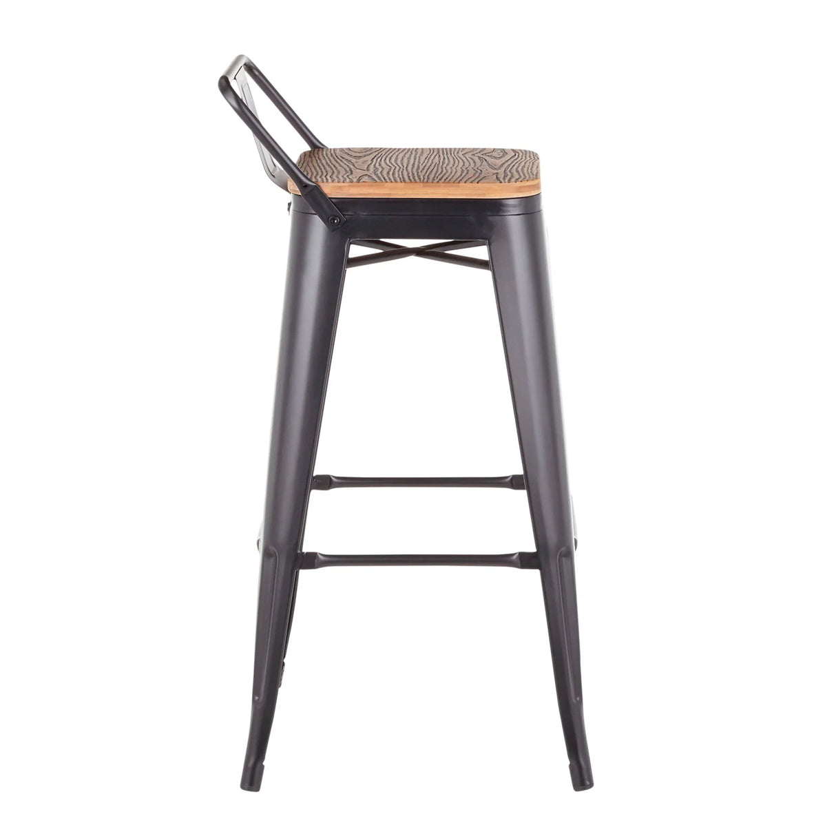 Oregon - Industrial Low Back Barstool (Set of 2) - Black - Furniture Home Direct