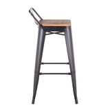 Oregon - Industrial Low Back Barstool (Set of 2) - Black - Furniture Home Direct