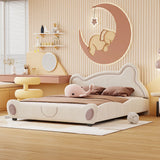 Kids Bed Bear Headboard with BuiltIn Storage Beige - Furniture Home Direct