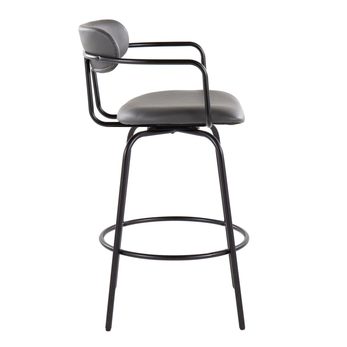 Demi - Contemporary Fixed Height Counter Stool With Swivel With Round Footrest (Set of 2) - Furniture Home Direct