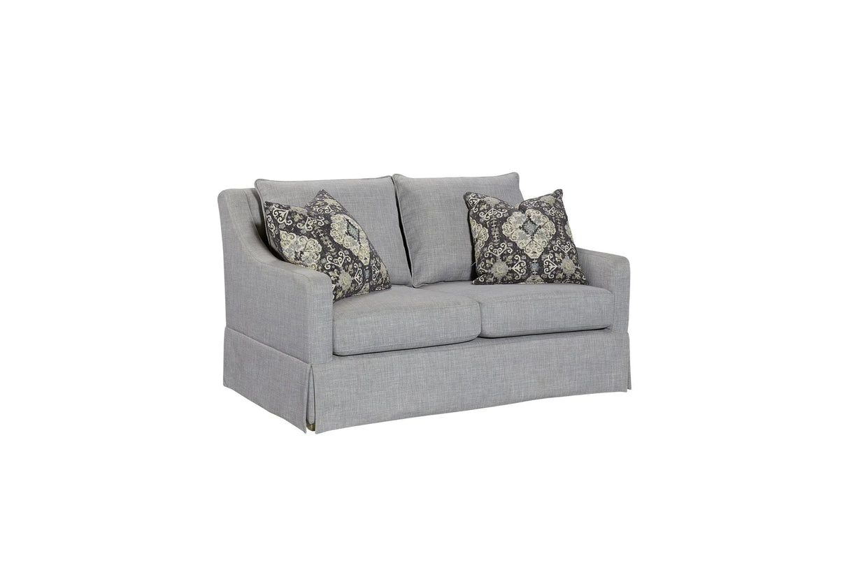 Loveseat With Skirt And Reversable Cushions And 2 Pillows - Light Gray - Furniture Home Direct