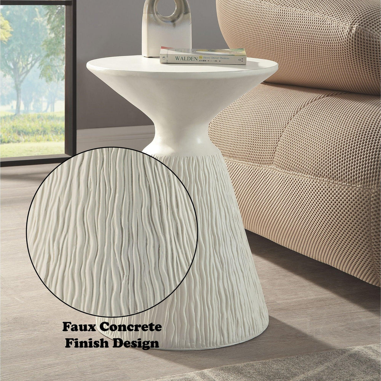 Duane - Fiber Concrete Accent Table - White - Furniture Home Direct