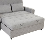 66.5" Upholstered Loveseat With Pull Out Bed, Two Throw Pillows, Dual USB Charging Port and Adjustable Backrest - Light Gray - Furniture Home Direct