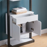 Contemporary Bookcase Four Open Shelve One Drawer Two Cabinets With Open Shelve - White / Gray - Furniture Home Direct
