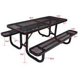 Rectangular Outdoor Steel Picnic Table With Umbrella Pole - Furniture Home Direct