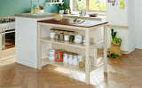 Kitchen Island Set With Stools 45 Inch Top Walnut Off White - Furniture Home Direct