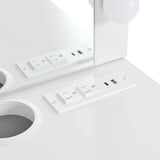 Floating Vanity Desk With Lighted Mirror And Drawers White - Furniture Home Direct