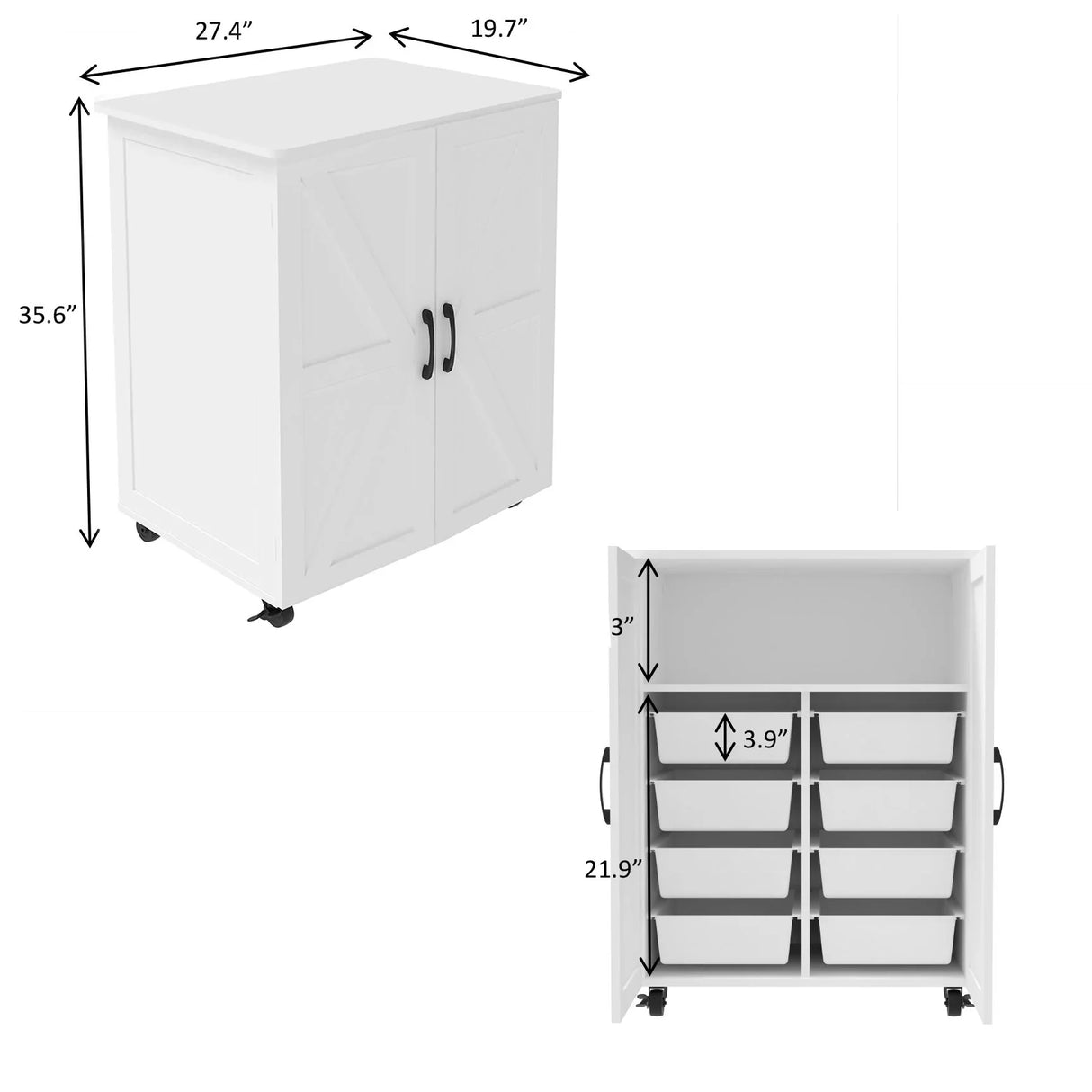 Exquisite Craftsmanship Rice Door Storage Cabinet, Large Capacity - White - Furniture Home Direct