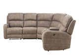 Olwen - Nubuck Power Recliner Sectional Sofa With USB Port - Mocha - Furniture Home Direct