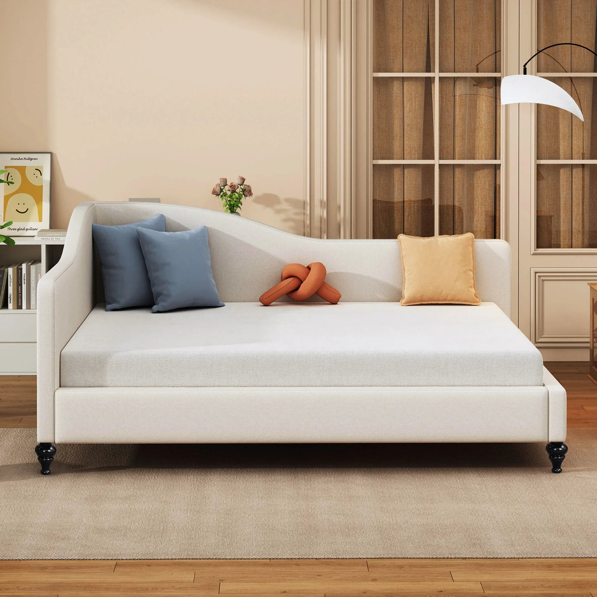 Modern L Shaped Linen Daybed With Legs - Furniture Home Direct