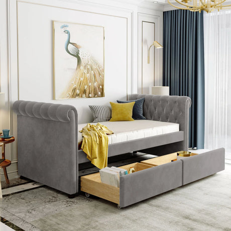 Upholstered Daybed, Wood Slat Support - Furniture Home Direct