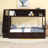 Bunk Bed With Shelfs, Storage Staircase And 2 Drawers - Furniture Home Direct