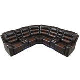 Manual Reclining Sectional Sofa Set, L Shaped Symmetrical Motion Sofa Corner Couch Sets With Storage Boxes, 4 Cup Holders And LED Light Strip For Living Room - Furniture Home Direct