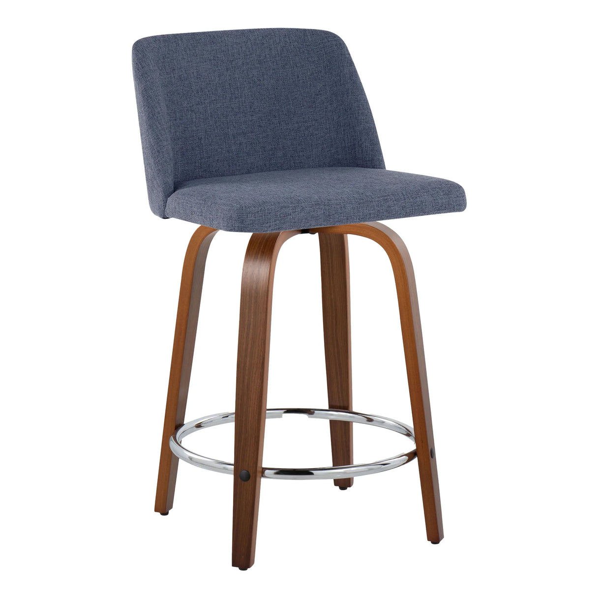 Toriano - Mid Century Modern Fixed Height Counter Stool With Swivel With Round Footrest (Set of 2) - Furniture Home Direct