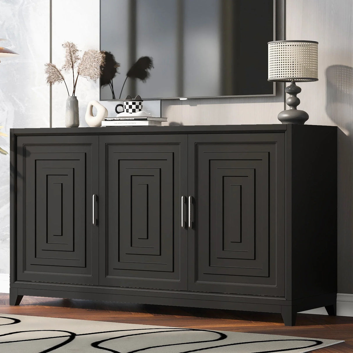 TV Stand For TVs Up To 65", Modern Entertainment Center Media Console Cabinet With 2 Spacious Storage Space - Furniture Home Direct