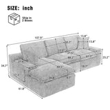Cloud Sectional Sofa With Double Layer Cushion And Side Pockets, Free-Combined - Furniture Home Direct