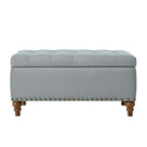 Upholstered Ottoman With Storage And Rivet Trim - Furniture Home Direct