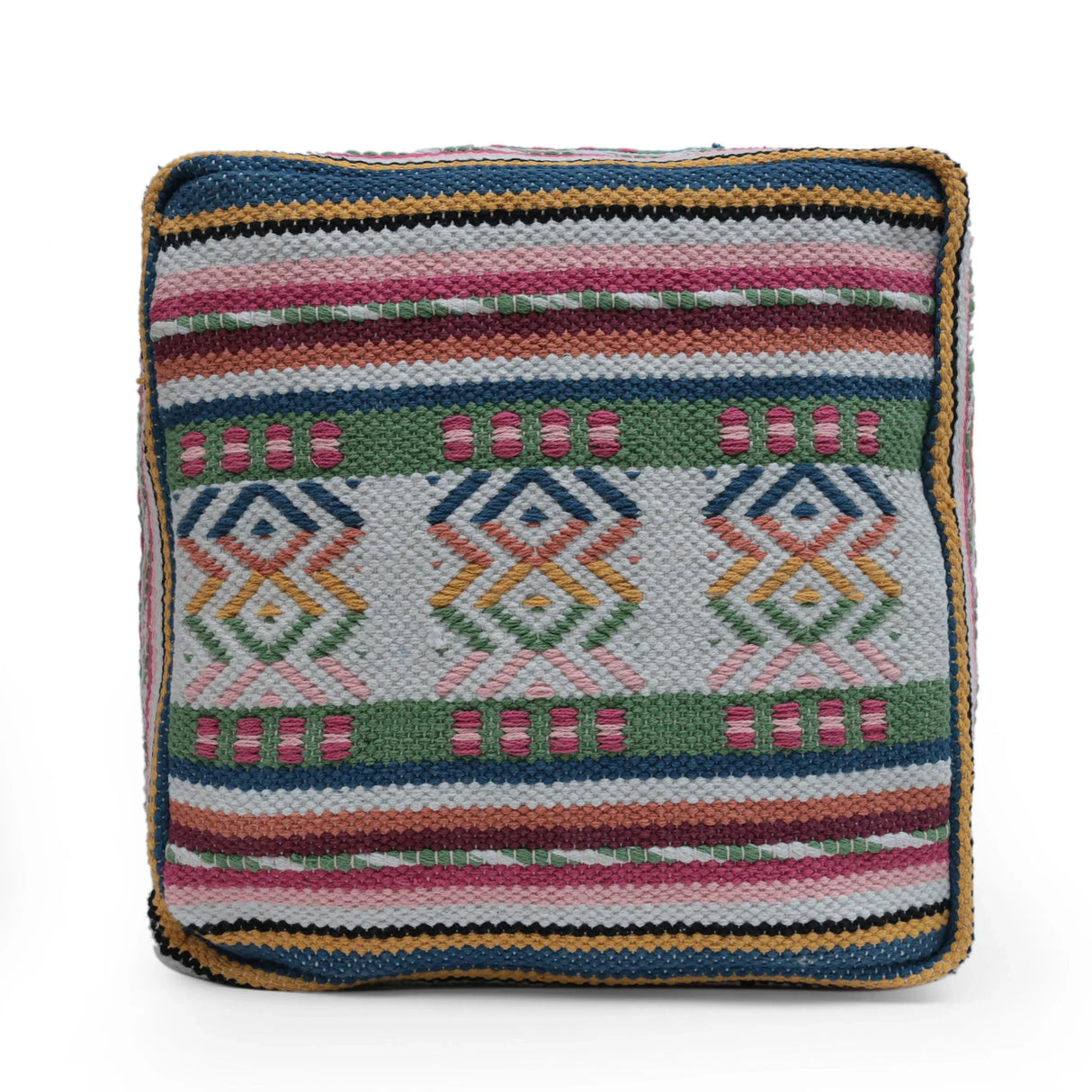 Inca - Handcrafted Peruvian Print Square Pouf Ottoman - Multicolor - Furniture Home Direct