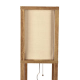 Pinnacle - Shelf Floor Lamp For Bedroom / Living Room, Long Shade - Natural Wood / White - Furniture Home Direct
