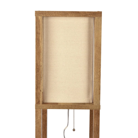 Pinnacle - Shelf Floor Lamp For Bedroom / Living Room, Long Shade - Natural Wood / White - Furniture Home Direct