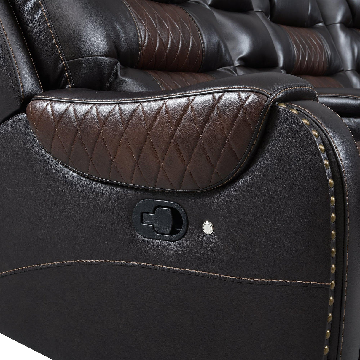 Sectional Sofa with Manual Recline LED Lights Black Brown - Furniture Home Direct
