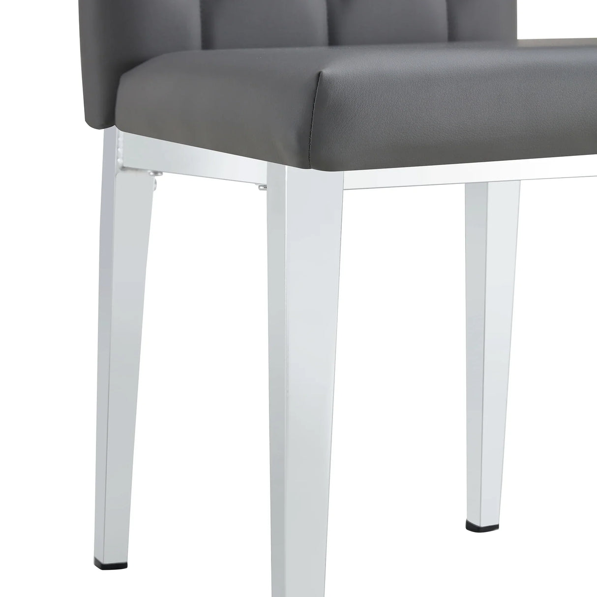 Dining Chairs Tufted Back Chrome Legs Charcoal Gray - Furniture Home Direct
