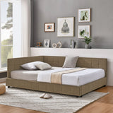 Upholstered Bed Frame With Tufted Backrest And Armrests - Furniture Home Direct