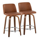 Toriano - Mid Century Modern Fixed Height Counter Stool With Swivel With Round Footrest (Set of 2) - Furniture Home Direct