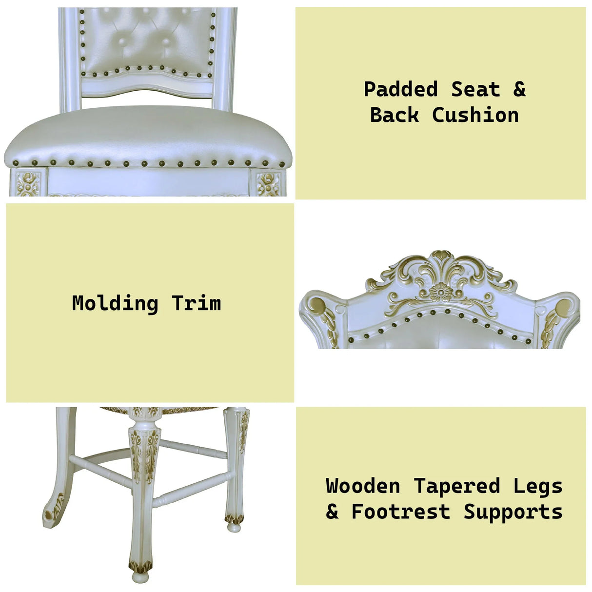 Vendome - Antique Counter Height Chair (Set of 2) - White - Furniture Home Direct