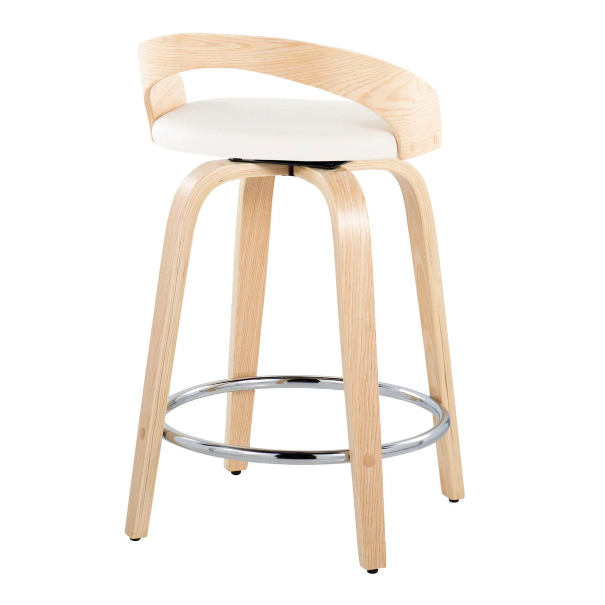 Grotto - Contemporary Fixed Height Counter Stool & Swivel, Round Footrest (Set of 2) - Furniture Home Direct