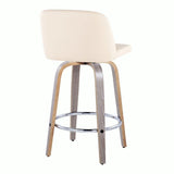 Toriano - Contemporary Fixed Height Counter Stool With Swivel & Round Footrest Modern Design (Set of 2) - Furniture Home Direct