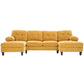 U-Shaped Sectional Sofa 103.5" Black Chenille Fabric Couch With Dual Chaise Lounges, Storage Pockets, Armrest Pillows - Furniture Home Direct