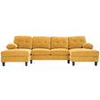 U-Shaped Sectional Sofa 103.5" Black Chenille Fabric Couch With Dual Chaise Lounges, Storage Pockets, Armrest Pillows - Furniture Home Direct