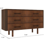 Logan - Mid-Century Modern Dresser With 6 Drawers - Brown - Furniture Home Direct