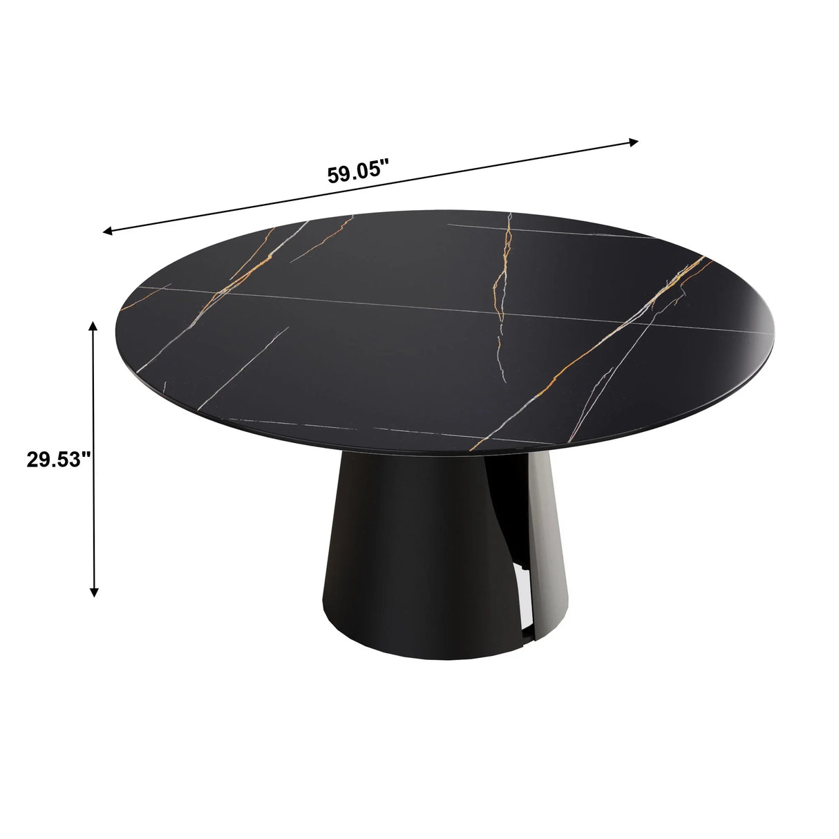Modern Artificial Stone Round Carbon Steel Base Dining Table, Can Accommodate 6 People - Black / Gold - Furniture Home Direct