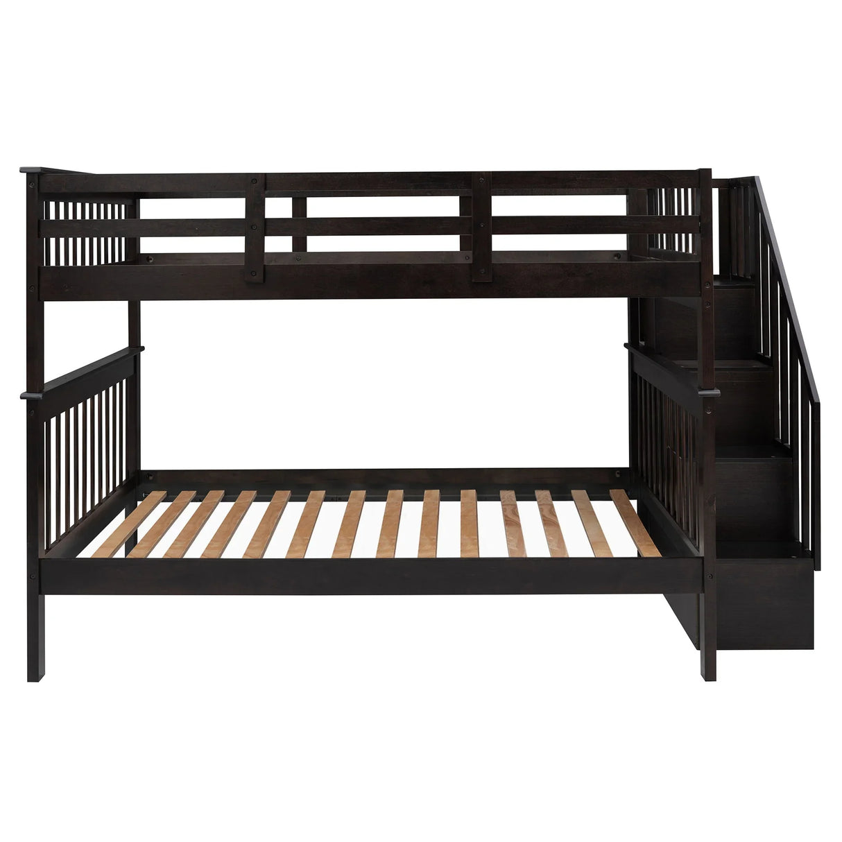 Stairway Bunk Bed With Storage And Guard Rail For Bedroom - Furniture Home Direct