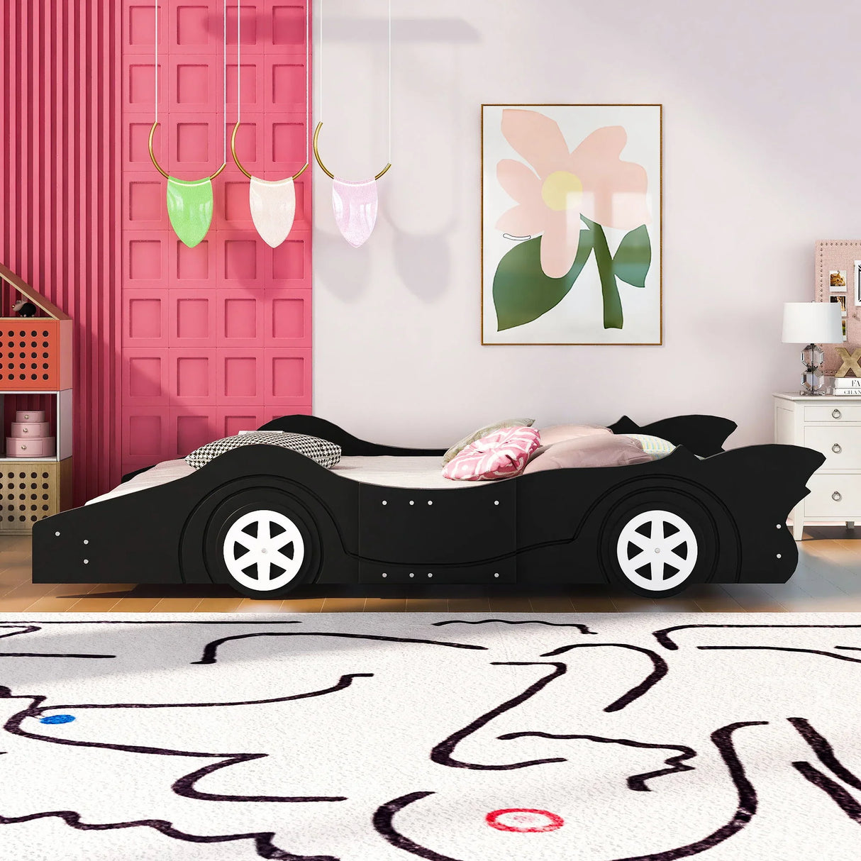 Race Car Shaped Platform Bed & Wheels - Furniture Home Direct
