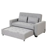 66.5" Upholstered Loveseat With Pull Out Bed, Two Throw Pillows, Dual USB Charging Port and Adjustable Backrest - Light Gray - Furniture Home Direct