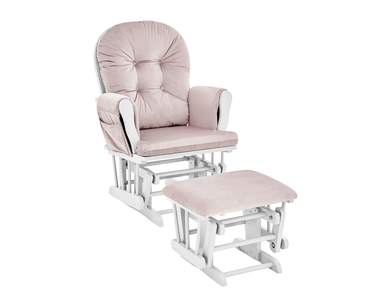 Mason - Glider And Ottoman White Wood - Furniture Home Direct