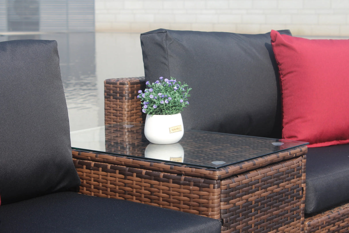5 Piece Wicker Patio Set With Cushions - Furniture Home Direct