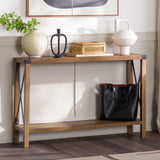 Farmhouse Metal X Table With Lower Shelf - Furniture Home Direct