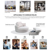 Linen Barrel Swivel Chair With Storage Ottoman - Furniture Home Direct